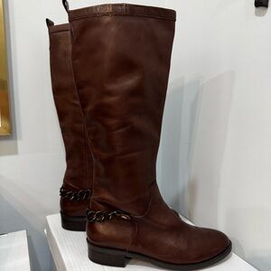 Franco Fortini Brown Leather Boots Pull On size 10